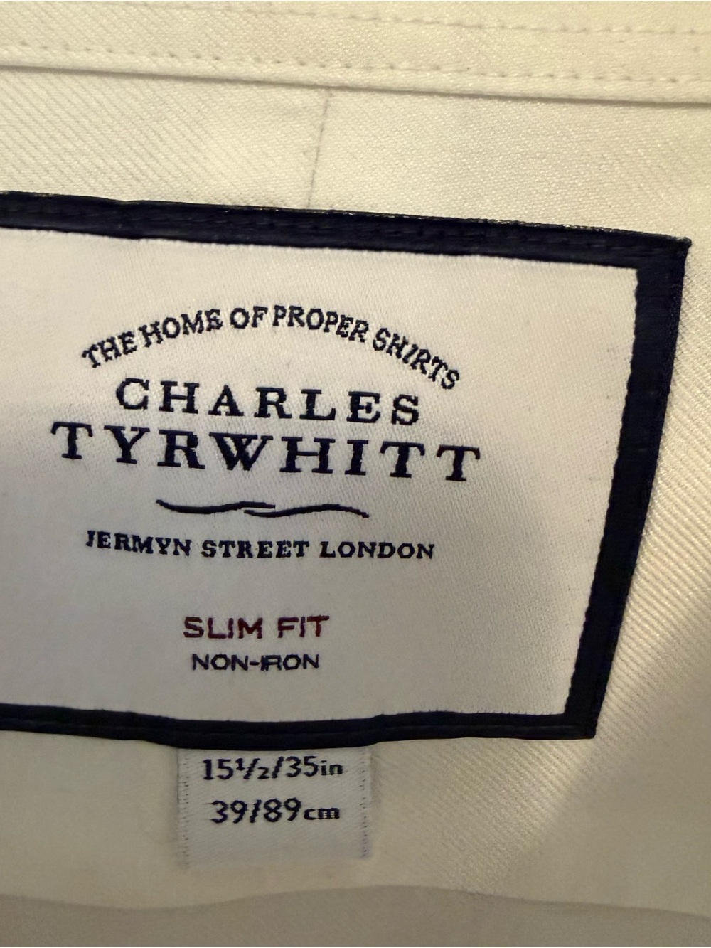 Charles Tyrwhitt White Long-Sleeve Dress Shirt non iron slim fit men - Picture 5 of 16